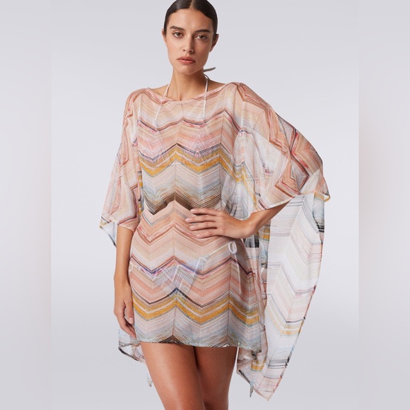 NWT Missoni Short Kaftan Cover-Up | Zigzag Viscose Blend with Lurex | Beach Wear - Picture 2 of 8